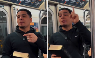 Jovem prega o Evangelho dentro de metrô. (Captura de tela/X/Talk Church)