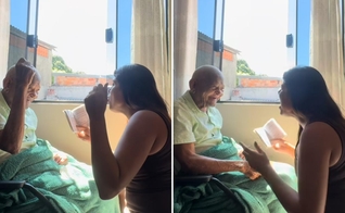 Juliana cantando com o avô. (Foto: Reprodução/Instagram/Juliana Moreira)