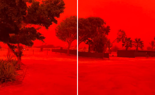 Efeito “apocalíptico” no céu da Austrália antecede a chegada do ciclone Narelle. (Captura de tela/X/Mario Nawfal)