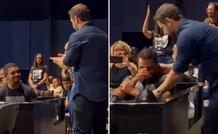 O batismo de Matheus. (Foto: Reprodução/Instagram/Tiago Mattes)