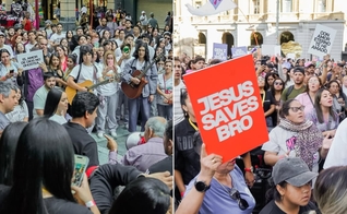 Os cristãos adoraram e compartilharam Jesus no centro de Santiago. (Foto: Instagram/Revival Latino Chile).