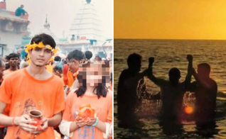 Jovem quando ainda era hindu e durante o batismo nas águas ao se tornar cristão. (Captura de tela/X/ex_Brahmin)