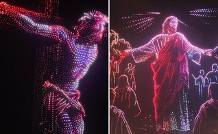 Os drones narraram a história de Jesus. (Foto: Reprodução/Instagram/Aerial Illuminations)
