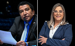 Senador Magno Malta (PL-ES) em pronunciamento à bancada; psicóloga Marisa Lobo. (Foto: Waldemir Barreto/Agência Senado/Arquivo pessoal)