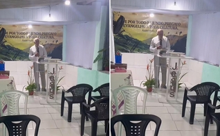 O pastor pregando na igreja. (Foto: Reprodução/Instagram/Adrieleh Delgado)