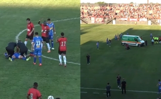 Júlio Rusch, do São Joseense, sofreu uma concussão. (Foto: Reprodução/YouTube/Metrópoles Esportes).