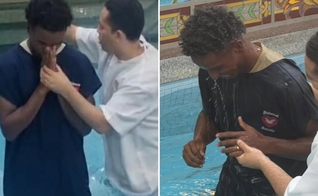 O batismo de Thiago Mendes. (Foto: Reprodução/Instagram/Thiago Mendes)