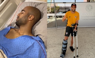 O jogador do São Paulo sofreu uma lesão gravíssima. (Foto: Reprodução/Instagram/lariisaad/Instagram/Lucas Moura).