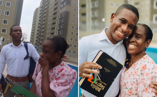 Kauan emociona a mãe com testemunho de fé durante a conquista do primeiro apartamento. (Captura de tela/Instagram/MRV)