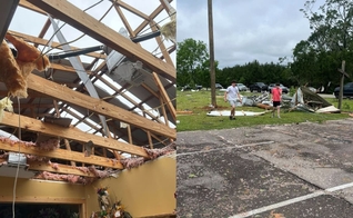 O templo foi devastado pelo tornado. (Foto: Facebook/Coaltown Baptist Church).