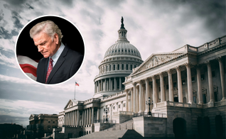 Capitólio, em Washington; no destaque, o evangelista Franklin Graham. (Foto: Unsplash/Harold Mendoza; Instagram)