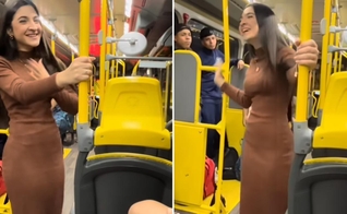 Isabella evangelizando no ônibus. (Foto: Reprodução/Instagram/Isabella Moura)