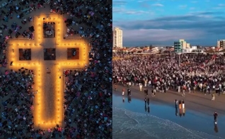 Uma multidão se reuniu na orla de Balneário Rincão. (Foto: Reprodução/Instagram/amanhecercomdeus.br/crfilms.br).