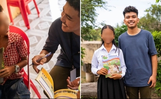 Sann ensinando o Evangelho aos alunos. (Foto: Reprodução/Samaritan's Purse)