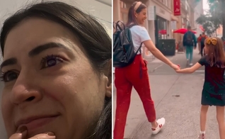Tatiane emocionada com a oração da filha. (Foto: Reprodução/Instagram/Tatiane Joslin)