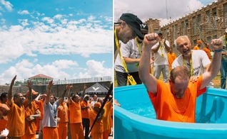 A ação evangelística na prisão. (Foto: Reprodução/Instagram/Victory Church)