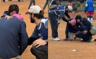 Chris parou para ouvir dois evangelistas brasileiros. (Foto: Reprodução/Instagram/Mission Flow).