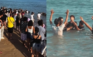 O batismo foi realizado na Praia de Quarteira. (Foto: Reprodução/Instagram/fabio.improvavel/Reprodução/Instagram/ccralgarve).