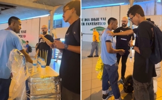 Lucas orando pelo rapaz nas ruas. (Foto: Reprodução/Instagram/Lucas Oliveira)