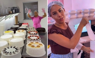 Anne orando pelos bolos. (Foto: Reprodução/Instagram/Anne Cakes)