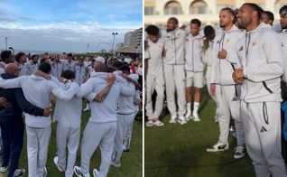 Os jogadores adorando a Deus. (Foto: Reprodução/Instagram/Presence Revival)