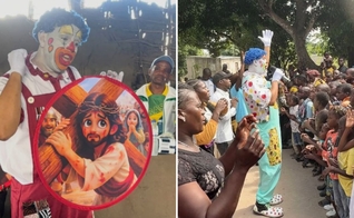 Palhaço Alegria em Moçambique. (Foto: Reprodução/Instagram/Palhaço Alegria)