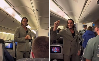 Miro pregando no avião. (Foto Reprodução/Instagram/Miro Wittwer)