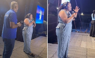 Raquel ministrando na Marcha para Jesus no RN. (Foto: Reprodução/Instagram/Raquel Nery)