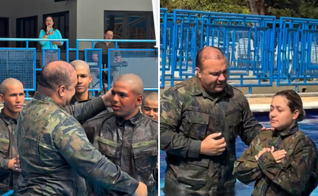 Recrutas da Força Aérea Brasileira são batizados em Brasília. (Foto: captura de tela/Instagram/ prclaudiobritto)