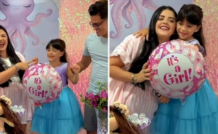 A família anunciando a chegada do novo bebê. (Foto Reprodução/Instagram/Mari Bueno)