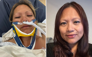 Bae Cadotte se recupera após ser resgatada do mar e receber tratamento para hipotermia e lesão cervical. (Foto: Facebook/Lilia Cadotte)