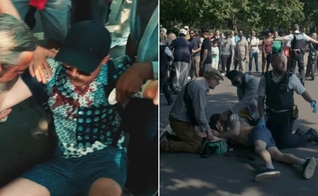 Timothy foi agredido com socos e ficou com o rosto ensanguentado. (Foto: Reprodução/YouTube/SOCO Films).