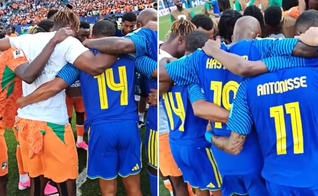 Os jogadores das seleções demonstraram sua fé orando juntos. (Foto: Reprodução/X/Actu Foot).