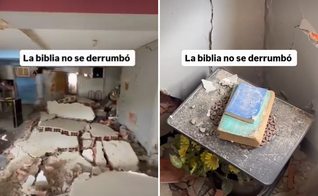 Apartamento destruído pelos terremotos na Venezuela e Bíblia encontrada intacta entre os escombros. (Captura de tela/Instagram/matosjeucaris)