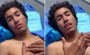 Aaron Cantillo no hospital. (Reprodução/Instagram/Cadena SER)