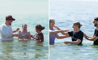 Batismos realizados na praia de Bournemouth, no sul da Inglaterra. (Foto: BCP Church Collective)