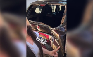 O carro do pastor após a batida. (Foto: Reprodução/Instagram/Michelle Dias)