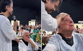 Antônio durante o batismo. (Foto: Reprodução/Instagram/Lírio Jardim Armação)