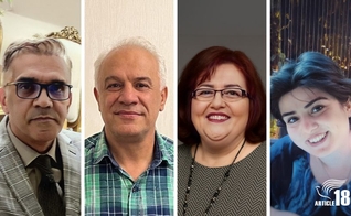 Da esquerda para a direita: Nasser Navard Gol-Tapeh, Joseph Shahbazian, Lida Shahbazian e Aida Najaflou, com condenações mantidas pela Justiça do Irã. (Foto: Article18)