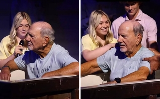 Kaleigh batizando o avô na igreja. (Foto: Reprodução/Instagram/Graystone Church)