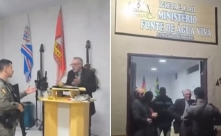 O culto foi interrompido por policiais armados no RS. (Foto: Reprodução/Facebook/Assembleianos de Valor)