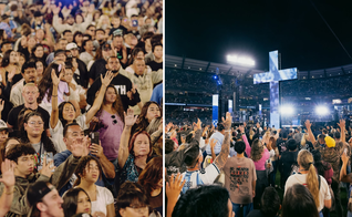 Milhares participaram da Harvest Crusade no Angel Stadium, na Califórnia. (Fotos: Instagram/Greg Laurie)