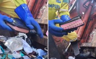 Gari mostra a Bíblia encontrada entre os resíduos. (Captura de tela/Instagram/ogaridagravata18ofc)