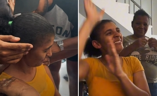 A jovem recebendo as orações. (Foto: Reprodução/Instagram/Vitória Wilbert)