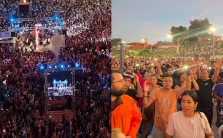 A segunda edição do “Amanhecer” atraiu mais de 80 mil pessoas na Praia da Ponta Negra. (Foto: Instagram/surfhouse_floripa/Instagram/gospelmente).