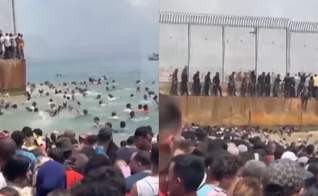 Imigrantes tentando entrar em Celta na quinta-feira (30). (Foto: Reprodução/ YouTube/CNN Brasil). 