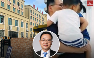 Prisão onde o pastor Liu Zhenbin está detido e imagem dele com seus filhos antes da prisão. (Captura de tela/ChinaAid)