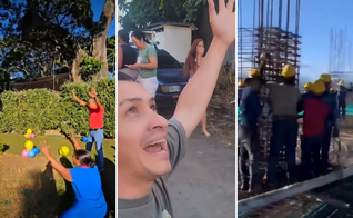 Momentos de oração durante o terremoto na Colômbia: pessoas de joelhos em uma escola infantil, homem pregando na rua e operários clamando no alto de uma construção. (Capturas de tela/diario360/graciasdiostv)