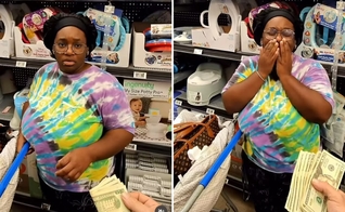 A mulher emocionada no mercado. (Foto: Reprodução/Instagram/Bob Schober)