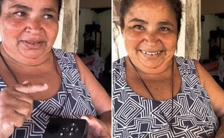 Dona Cida ouvindo a Bíblia. (Foto: Reprodução/Instagram/Letícia Nagel)